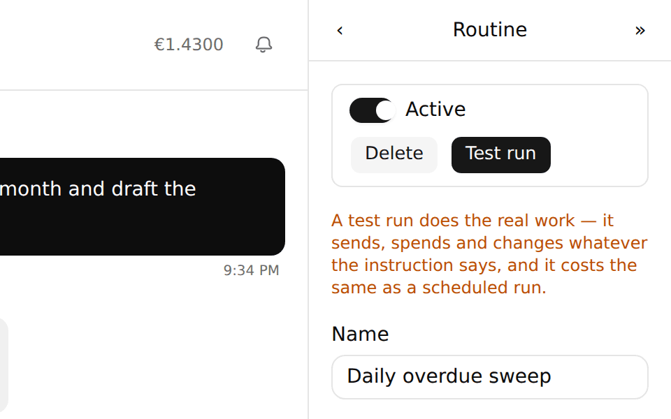 The routine editor with a daily schedule.