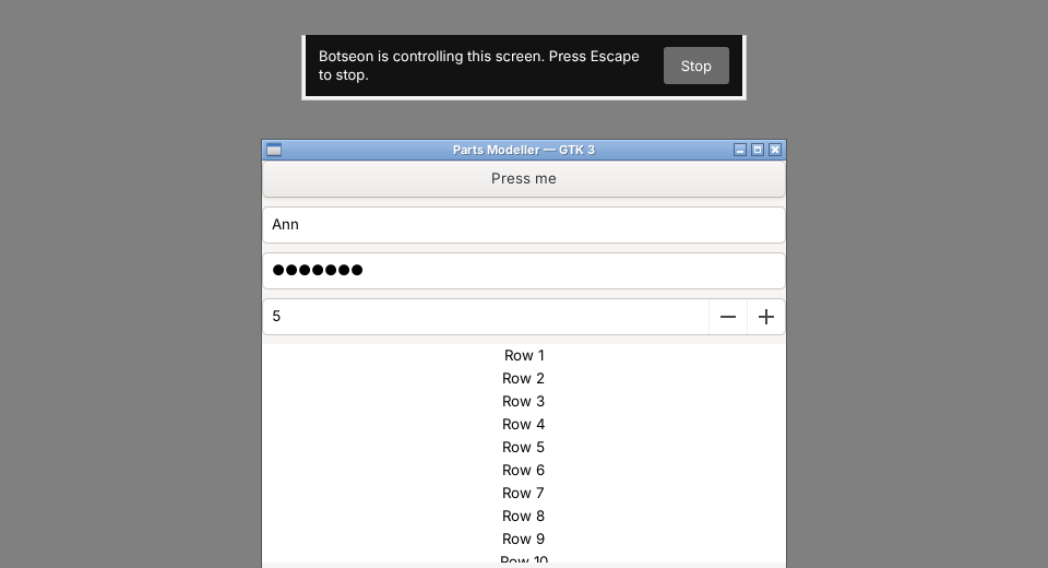 The whole-screen banner over an app, on a Linux X11 desktop